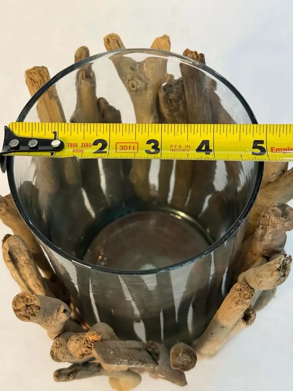 Pier 1 Imports Driftwood Hurricane Glass Candle Holder READ